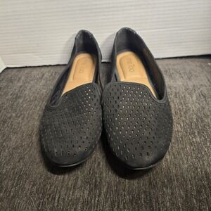 Me Too Yale Slip-On Loafer Shoes Women's Black Suede Laser Cut Size 9